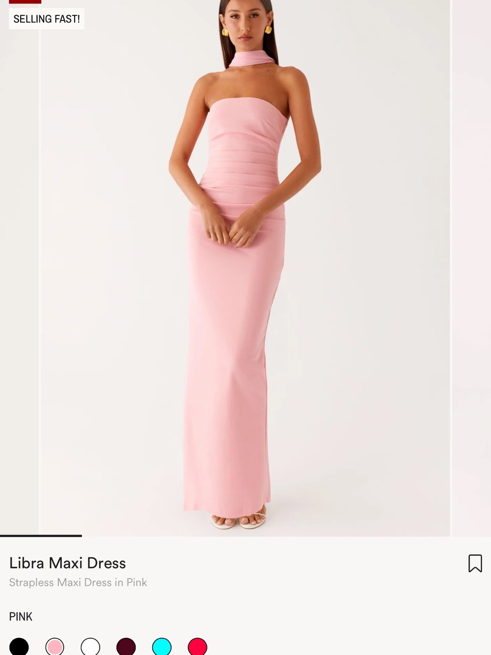 Peppermayo Pink Strapless Maxi Dress